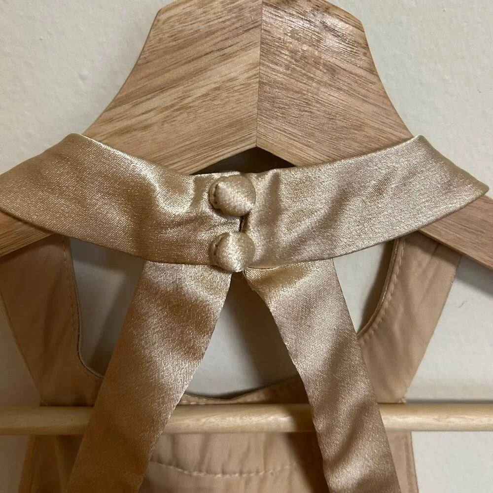 Azazie Clarice Gold Metallic Satin Bridesmaid Dress Sz 6 EUC - Picture 5 of 12